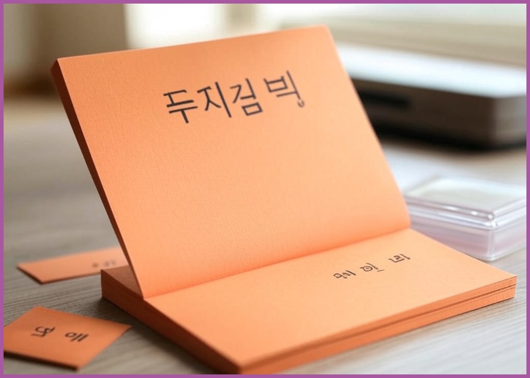 무지명함,두꺼운 메모지,낱말카드, 단어카드 디자인Y, 국내생산, 플라스틱 고급 케이스, 오렌지, 100매