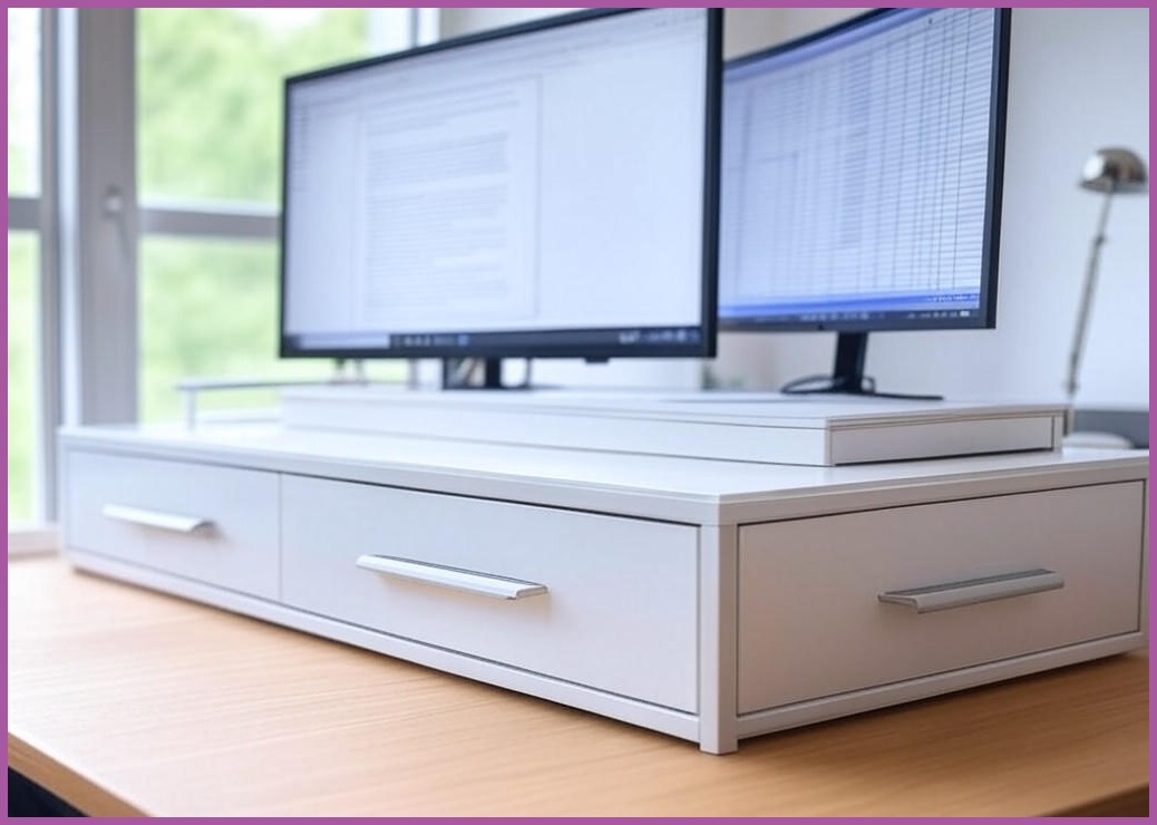 어반데코 모니터받침대 화이트1000 3서랍형 듀얼모니터거치대, 1개, 화이트