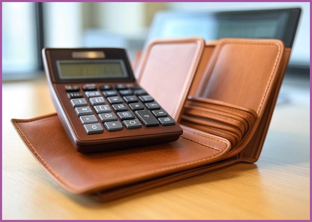 픽커스 가죽 계산기 멀티 서류판, 브라운